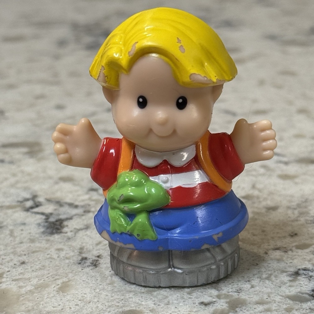 Fisher Price Little People Eddie Boy Freddie  Frog Blonde Hair Backpack 2000 VTG